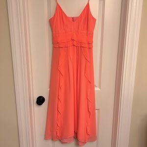 Nanette Lepore pink ruffle dress with spaghetti straps. Size 4
